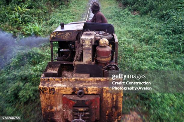 Clayton Diesel hauls logs from the forest along the West Line on the Ashanti Goldfield Obuasi on Saturday 15 June 1985.