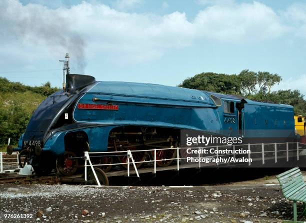 Carnforth. No 4498 Sir Nigel Gresley is turned on the turn table ready for the Cumbrian Coast Express. . , United Kingdom.