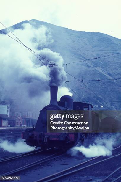 Ex RENFE 0-6-0 No 2448 'Echegaray' built by Esslingen in 1883 shunts at Fabrica de Meires on Monday 5th April 1971.