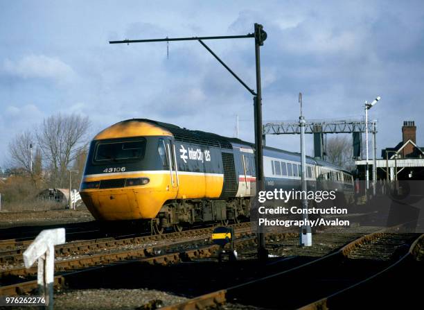 Kettering. The 07.23 ex Derby for St Pancras leaves platform 2 at Kettering. , United Kingdom.