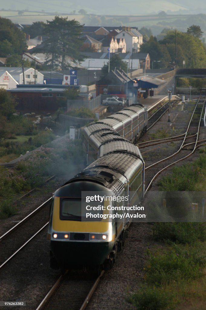 The Great Western Railway 2004. 43168 departs Camarthen Station with 07:34 Carmarthen - Paddington; only daily FGW service to work west of of Swansea.