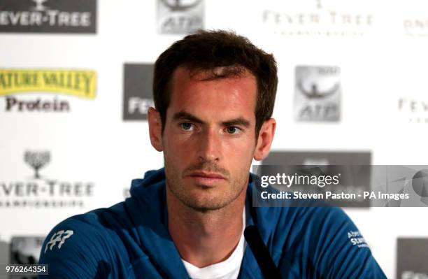 Andy Murray during the media day ahead of the 2018 Fever-Tree Championships at Queen's Club, London.