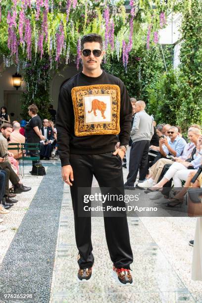 Kadu Dantas attends the Versace show during Milan Men's Fashion Week Spring/Summer 2019 on June 16, 2018 in Milan, Italy.