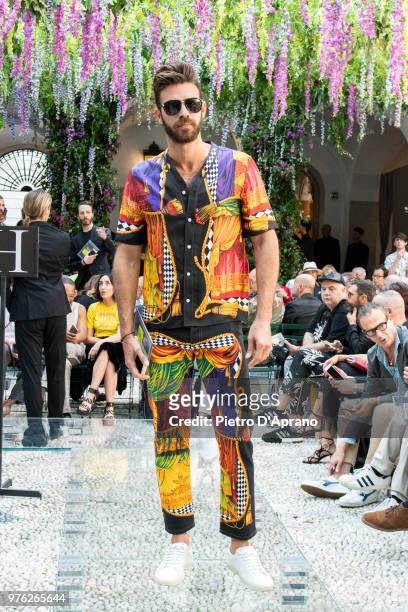 Christian Bendek attends the Versace show during Milan Men's Fashion Week Spring/Summer 2019 on June 16, 2018 in Milan, Italy.