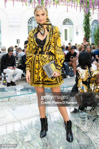 Xenia Overdose attends the Versace show during Milan Men's Fashion Week Spring/Summer 2019 on June 16, 2018 in Milan, Italy.