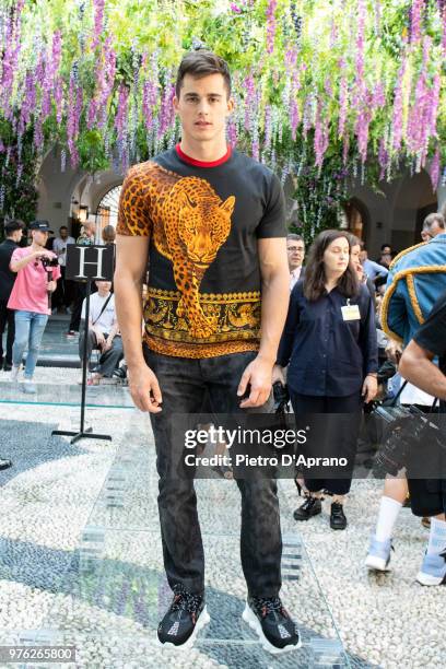 Pietro Boselli attends the Versace show during Milan Men's Fashion Week Spring/Summer 2019 on June 16, 2018 in Milan, Italy.