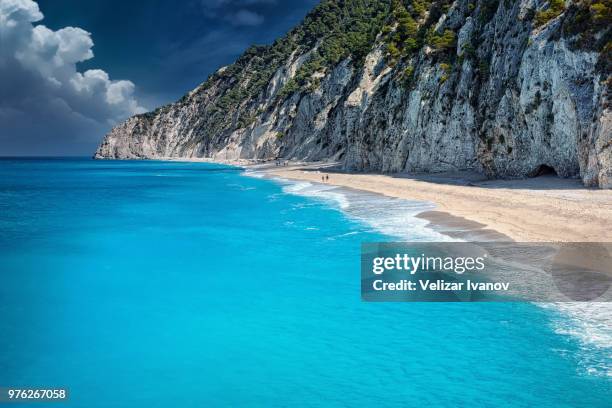 egremni beach, ionian, greece - egremni stock pictures, royalty-free photos & images