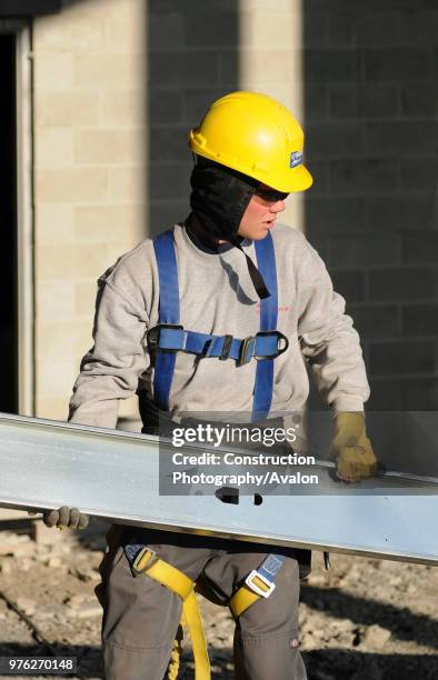 Metal framing worker, In Progress; Pri Tec Construction; Lexus Car Dealership; Hunt Club Road; Ottawa; Ontario.