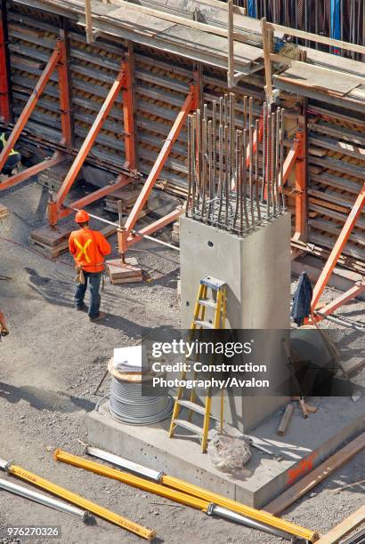 Rebar and Concrette Column, Foundation, Office Tower, Broccolini Construction; in Progress; Job Site; 150 Slater Street; Ottawa.