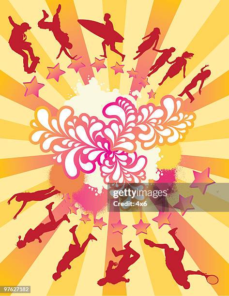 funky people unite - breakdancing stock illustrations