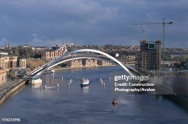 Gateshead Millennium Bridge opening, architect Wilkinson Eyre. United Kingdom.