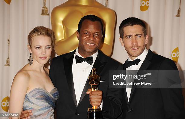 Screenwriter Geoffrey Fletcher , winner of Best Adapted Screenplay award for 'Precious: Based on the Novel 'Push' by Sapphire with presenters Rachel...