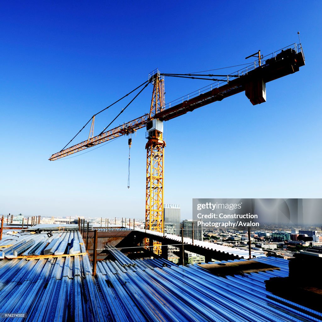 Construction of LA Live in Downtown Los Angeles, California, USA