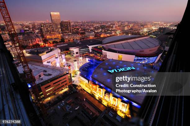 Construction of LA Live in Downtown Los Angeles, California, USA.