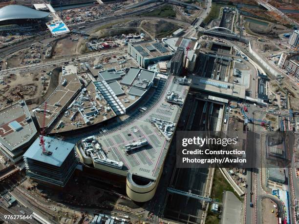 Aerial view of the Olympic site, London, UK, UK.