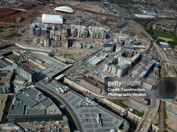 Aerial view of the Olympic site, London, UK, UK.