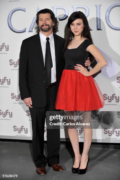 Actress Alessandra Torresani and producer Ronald Moore present "Caprica" at the Lara Theater on March 11, 2010 in Madrid, Spain.