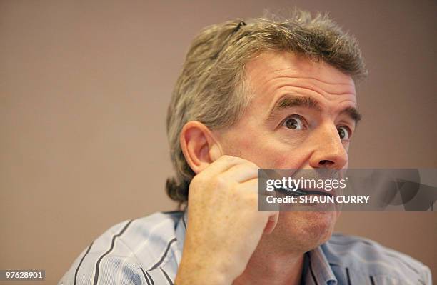 Irish low-cost airline Ryanair's chief executive Michael O'Leary holds a press conference in central London on November 2, 2009. Irish low-cost...