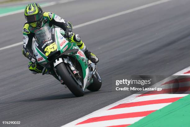 Cal Crutchlow of Great Britain and LCR Honda heads down a straight during the qualifying practice during the MotoGp of Catalunya - Qualifying at...