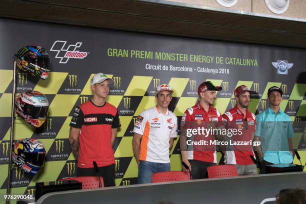 Fabio Quartararo of France and Beta Tools - Speed Up Racing, Marc Marquez of Spain and Repsol Honda Team, Jorge Lorenzo of Spain and Ducati Team,...