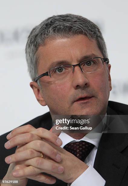 Rupert Stadler, Chairman of German carmaker Audi, which belongs to Volkswagen, attends VW's annual press conference on March 11, 2010 in Wolfsburg,...