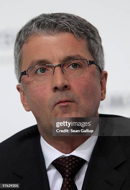 Rupert Stadler, Chairman of German carmaker Audi, which belongs to Volkswagen, attends VW's annual press conference on March 11, 2010 in Wolfsburg,...