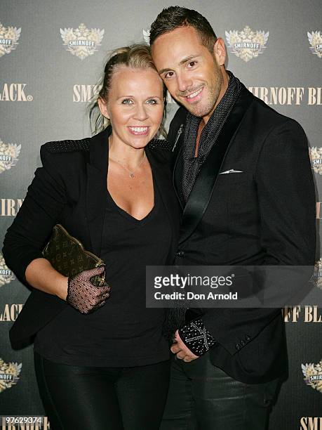 Faye Delanty and Donny Galella attend the Smirnoff Black Room "Essence of Black" party at Australian Technology Park on March 11, 2010 in Sydney,...