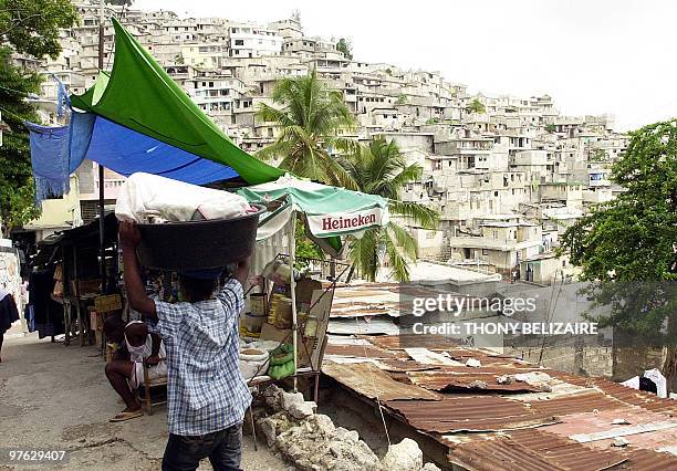 An August 25, 2008 view of the "Jalousie" slum of Port-au-Prince, Haiti. AFP PHOTO/THONY BELIZAIRE