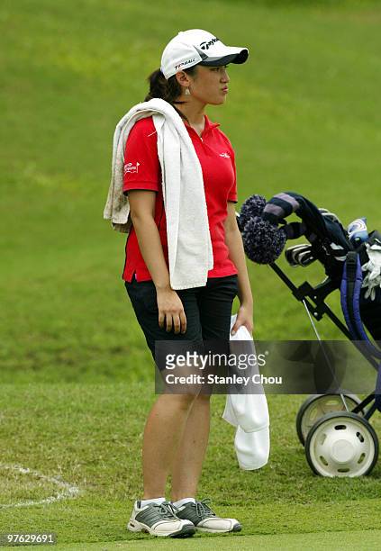 The Caddie of Eric Chun of South Korea on the 17th hole during Asian International Final Qualifying for The Open at Saujana Golf and Country Club on...
