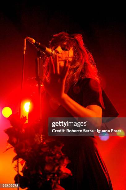 English pop singer Florence Welch lead Florence and the Machine in concert at Estragon on March 9, 2010 in Bologna, Italy.