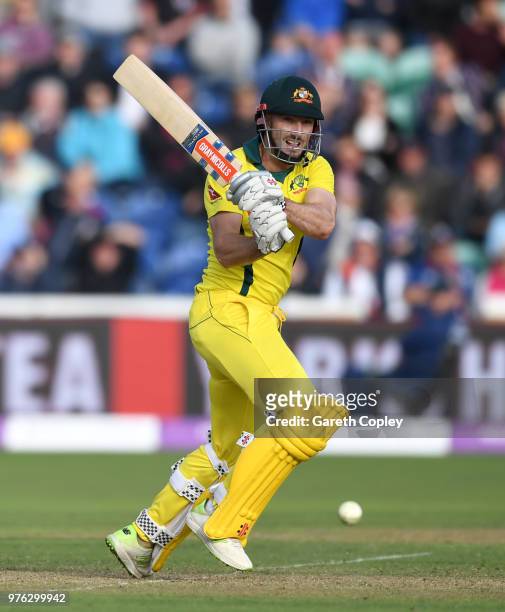 Shaun Marsh of Australia bats during the 2nd Royal London ODI between England and Australia at SWALEC Stadium on June 16, 2018 in Cardiff, Wales.