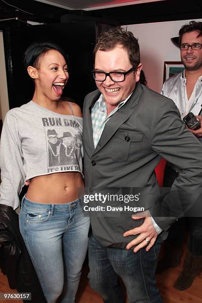 Amelle Berrabah and Alan Carr poses backstage before the last night of the JLS UK Tour 2010 held at Hammersmith Apollo on March 7, 2010 in London,...