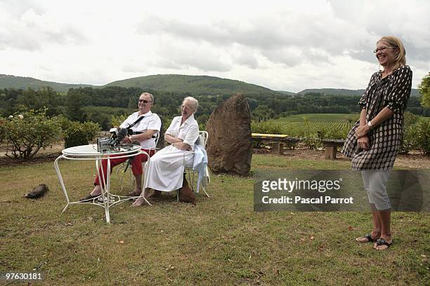 Prince Henrik of Denmark and the Queen Margrethe II of Denmark pose for holiday pictures during the photocall with press officer Lene Balleby on...