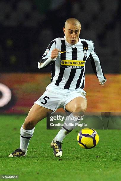 Fabio Cannavaro of Juventus in action during the Serie A match between Juventus and Palermo at Stadio Olimpico di Torino on February 28, 2010 in...