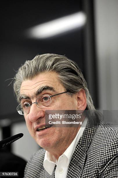 Nick Hayek Jr, chief executive officer of Swatch Group AG, speaks at the company's annual results news conference in Biel, Switzerland, on Thursday,...