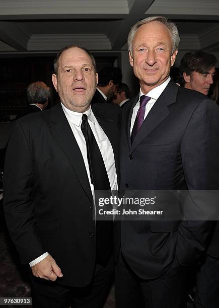 Producer Harvey Wienstein and CEO of Mont Blanc International Lutz Bethge attends the Montblanc Charity Cocktail hosted by The Weinstein Company to...