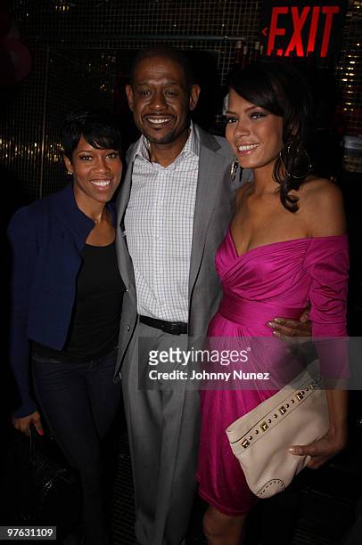 Regina King, Forest Whitaker, and Keisha Whitaker attend Keisha Whitaker's birthday dinner at Juliet Supper Club on March 10, 2010 in New York City.