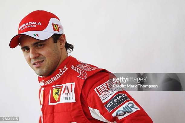 Felipe Massa of Brazil and Ferrari attends the drivers official portrait session during previews to the Bahrain Formula One Grand Prix at the Bahrain...