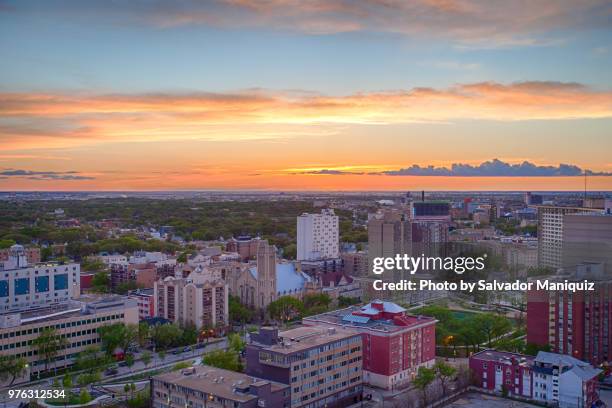 prairie sunset at downtown winnipeg - winnipeg stock pictures, royalty-free photos & images