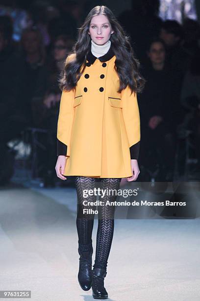 Model walks the runwayduring the Paul & Joe Ready to Wear show as part of the Paris Womenswear Fashion Week Fall/Winter 2011 at Halle Freyssinet on...