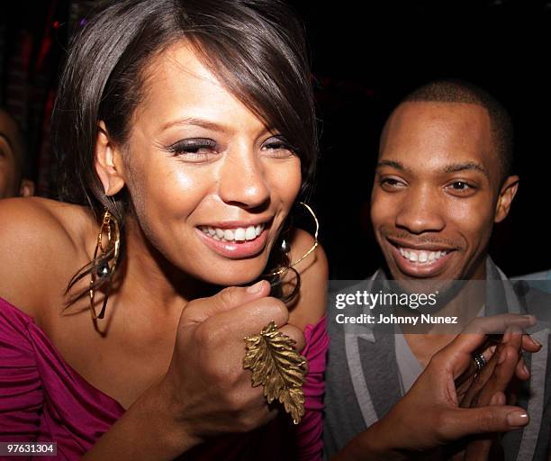 Keisha Whitaker and AJ Crimson attend Keisha Whitaker's birthday dinner at Juliet Supper Club on March 10, 2010 in New York City.