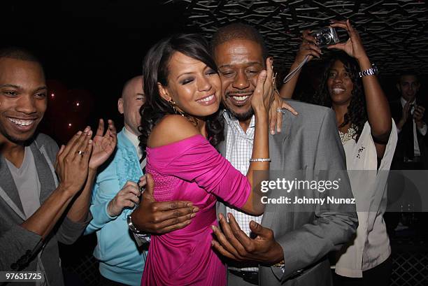 Crimson, Keisha Whitaker and Forest Whitaker attend Keisha Whitaker's birthday dinner at Juliet Supper Club on March 10, 2010 in New York City.