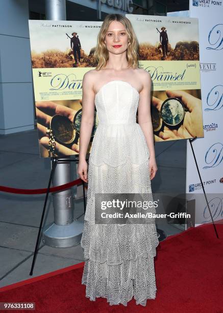 Actress Mia Wasikowska attends Magnolia Pictures' 'Damsel' Premiere at ArcLight Hollywood on June 13, 2018 in Hollywood, California.