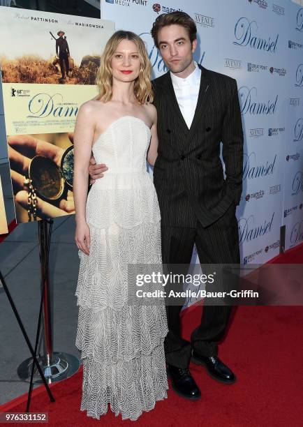 Actors Mia Wasikowska and Robert Pattinson attend Magnolia Pictures' 'Damsel' Premiere at ArcLight Hollywood on June 13, 2018 in Hollywood,...