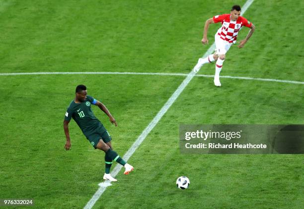 John Obi Mikel of Nigeria kicks off for Nigeria during the 2018 FIFA World Cup Russia group D match between Croatia and Nigeria at Kaliningrad...