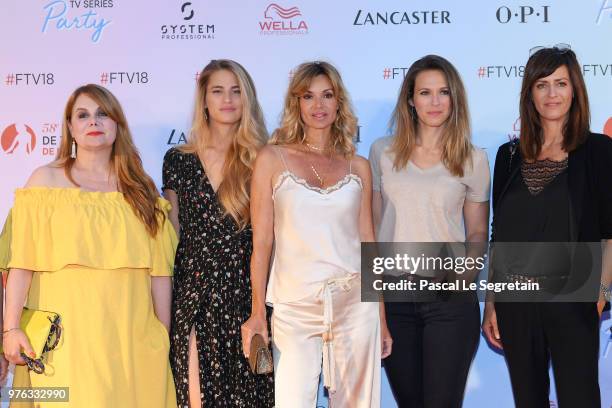Ariane Seguillon, Solene Hebert,Ingrid Chauvin, Lorie Pester and Anne Caillon attend "Soiree Serie TV" during the 58th Monte Carlo TV Festival on...