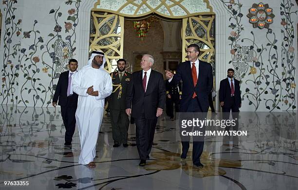 Defence Secretary Robert Gates and US Ambassador to the UAE Richard Olson tour through Shiekh Zayed Mosque in Abu Dhabi on March 11, 2010. Gates...