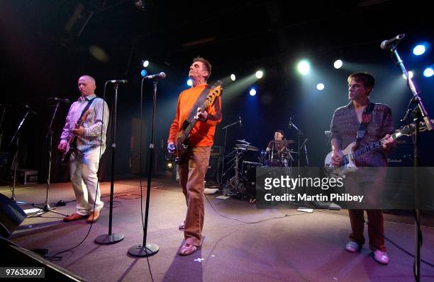 Wayne Kramer, Michael Davis, Dennis Thompson and Deniz Tek of the MC5 perform on stage at the Palace Entertainment Complex on 23rd July 2004 in...