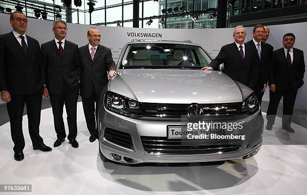 Horst Neumann, head of human resources at Volkswagen AG, Rupert Stadler, chief executive officer of Audi AG, Christian Klingler, head of sales and...