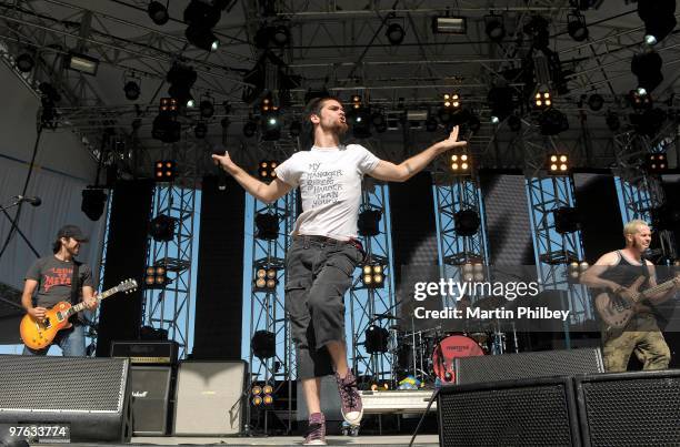 Pete Williamson, Ezekiel Ox, Zane Rosanoski and Nick Adams of Mammal performs on stage at Pyramid Rock Festival on 30th December 2008 in Philip...